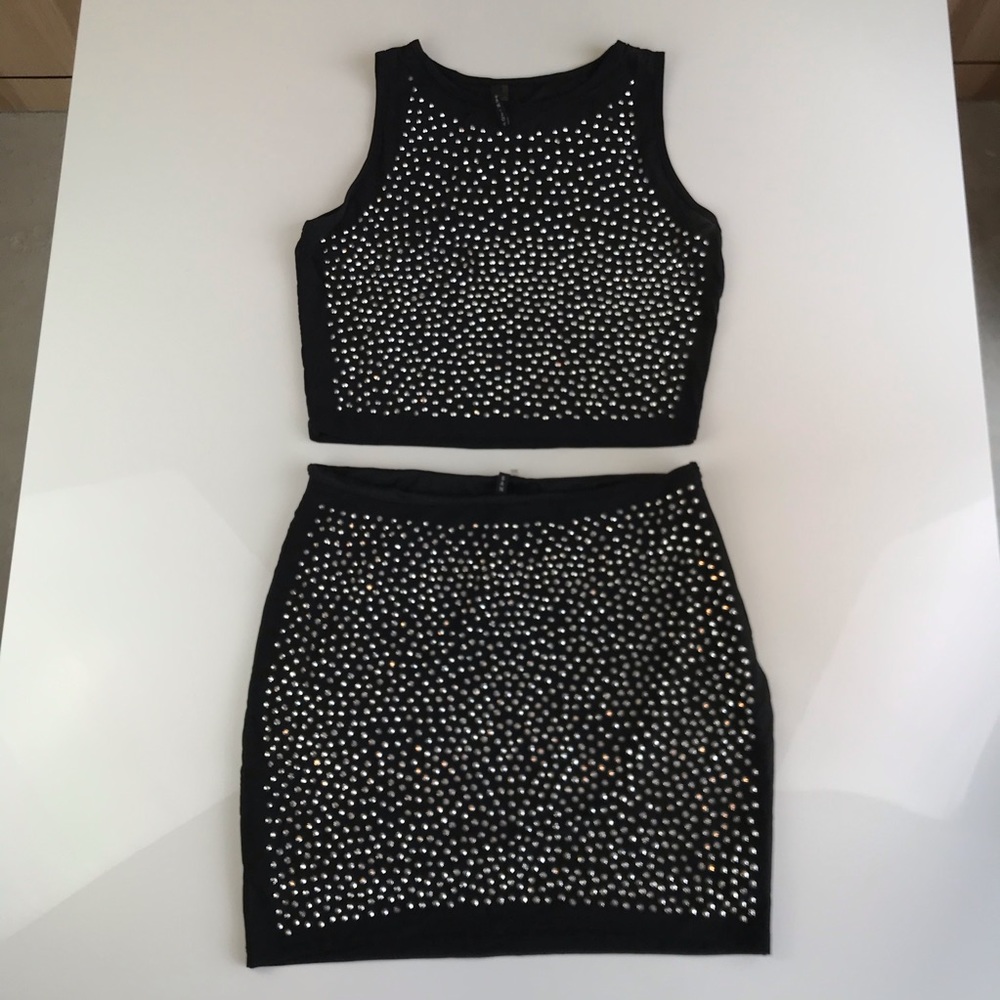 San Joy black/silver sheer dress size Large